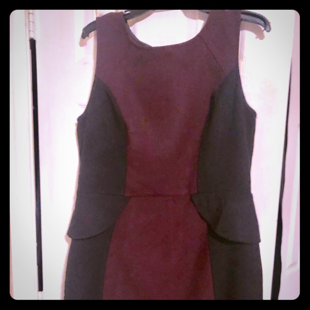 Loft sleeveless purple and black peplum dress